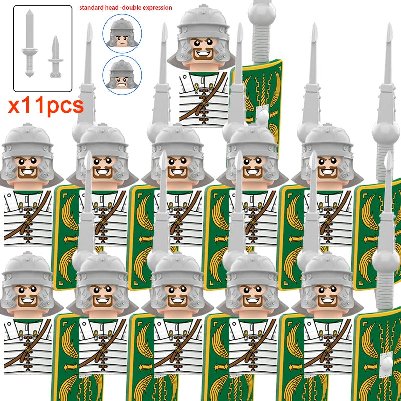 11pcs Medieval Dragon Knights Heavy armor Bricks Assemble Action Figures accessories Model