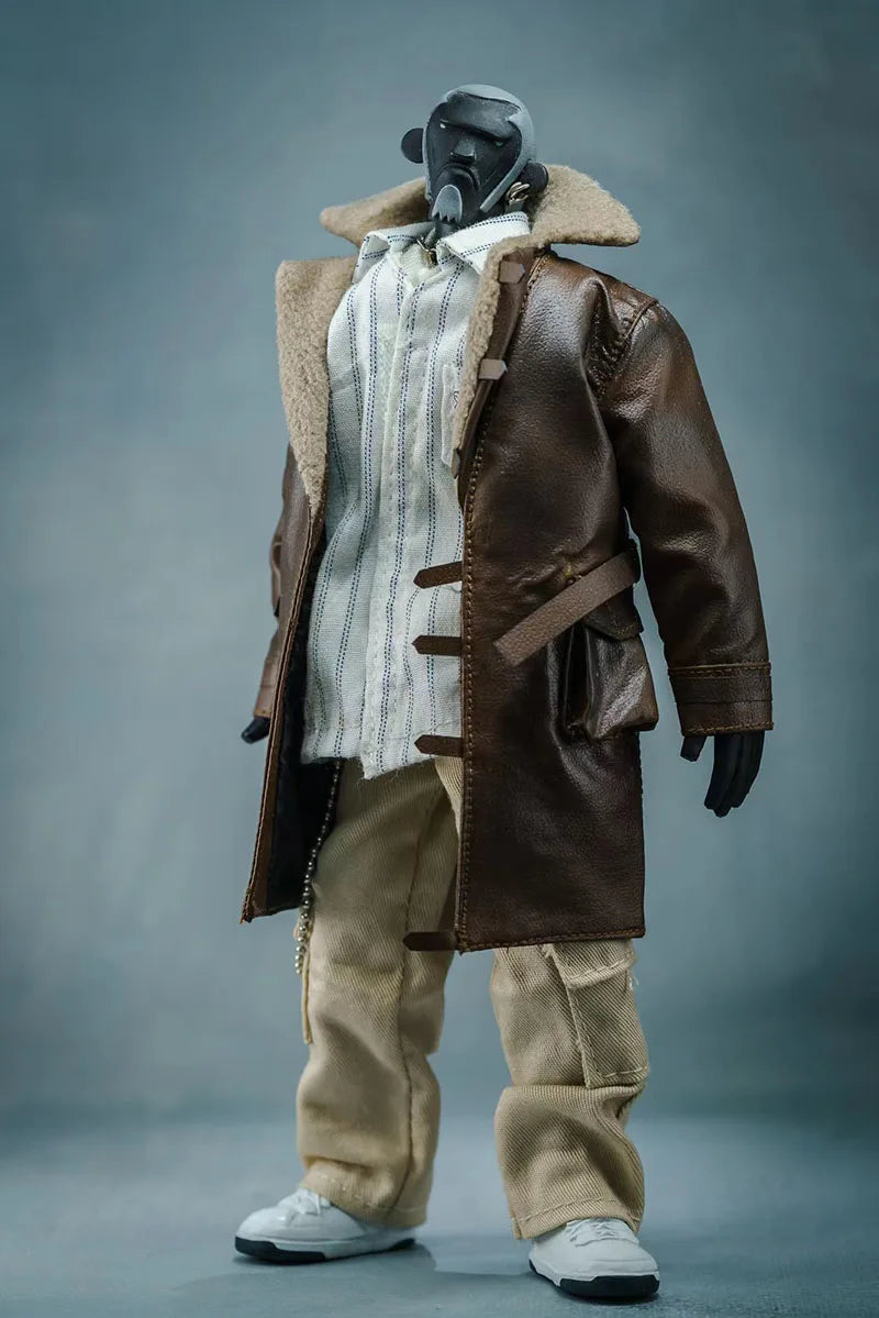 Мъжко кафяво палто с кожена яка от изкуствена кожа, изработено в мащаб 1/10, едно кожено яке с качулка и дълго връхно облекло за 7" Bane 20см C4 екшън фигурка