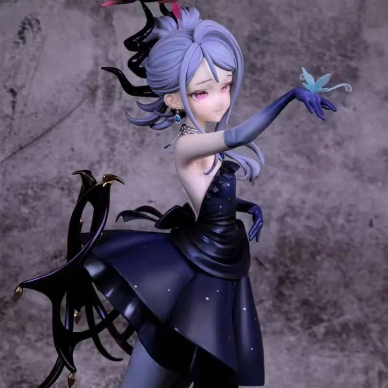 Handmade Anime Dancer Figure Blue & White Two-Tone Kimono Girl with Fan Solo Dance Performer Statue Desktop Decor