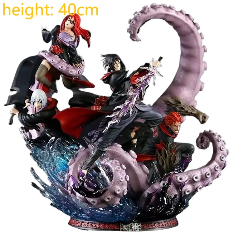 Gk Naruto Shippuden Anime 35 Cm Action Figure - Kurama Chakra Mode With Sasuke Itachi Statue Collection Toy Kyuubi Figma