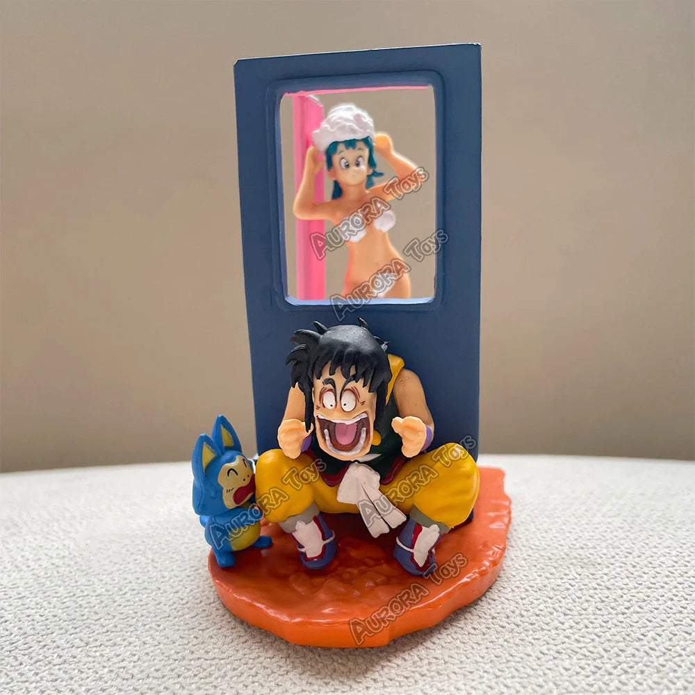 3.54in/9cm Anime Dragon Ball Figure Yamcha Figure Bulma Figure PVC Action Figures Collection Model Toys Gifts