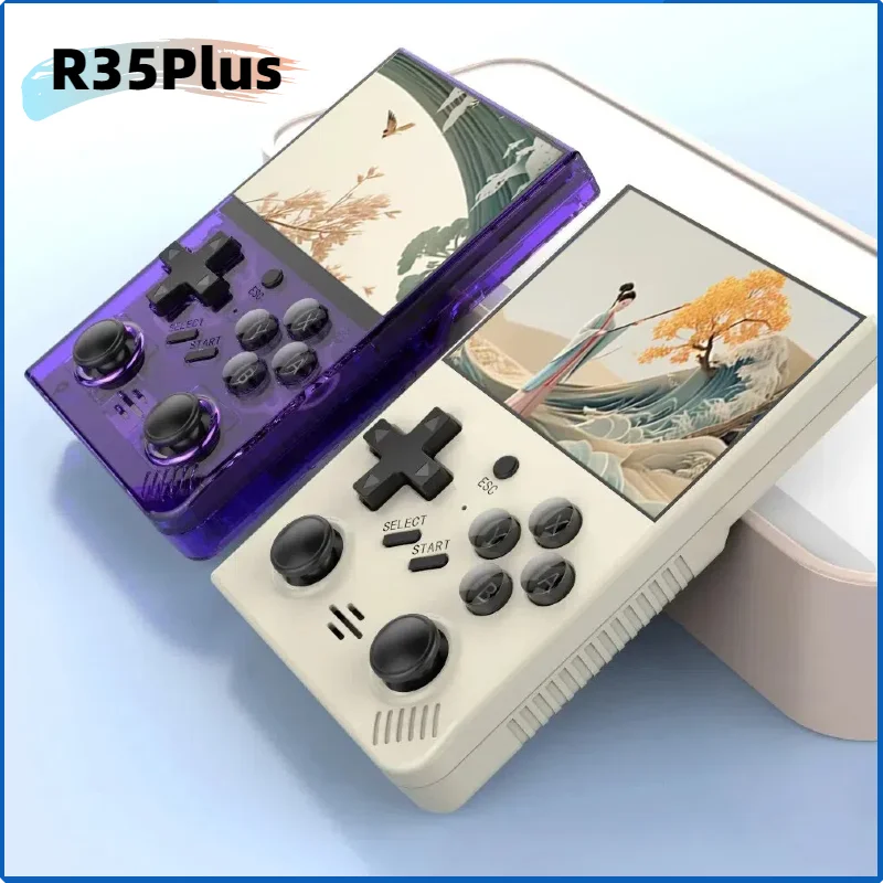 Open Source R35Plus Retro Handheld Video Game Console Linux System 3.5 Inch IPS Screen Portable Pocket Video Player 64GB Games