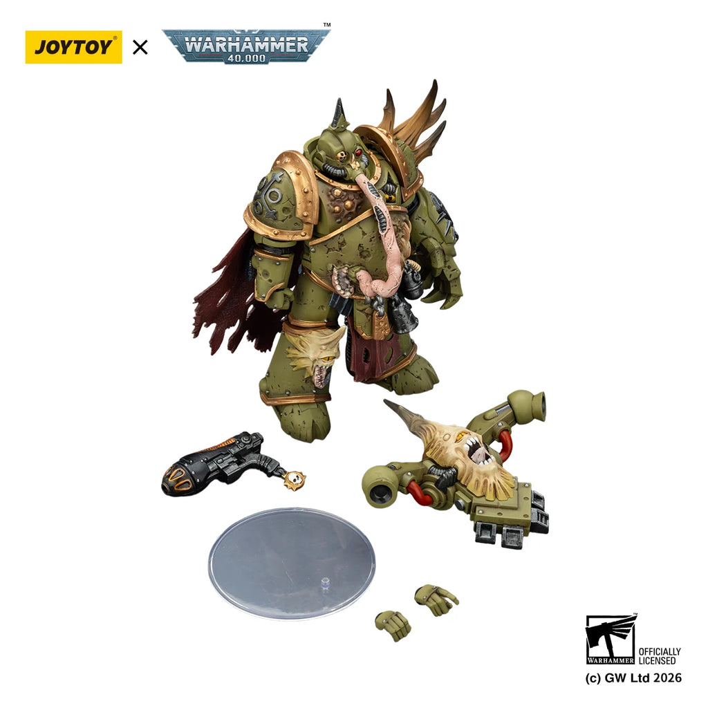 【Pre-sale】JOYTOY Warhammer 40K 1/18 Animation Figure Death Guard Plague Marine Champion with Plasma Pistol and Power Fist