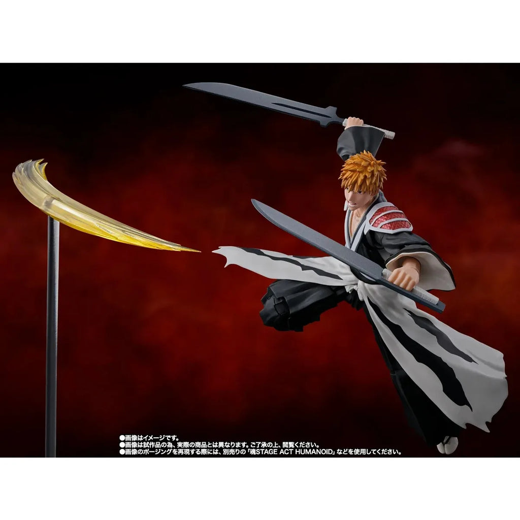 Bandai Genuine Bleach Anime Model Kits Ichigo Kurosaki -Dual Zangetsu Toys SHF Action Figure Assembly Model Gift Kids Christmas