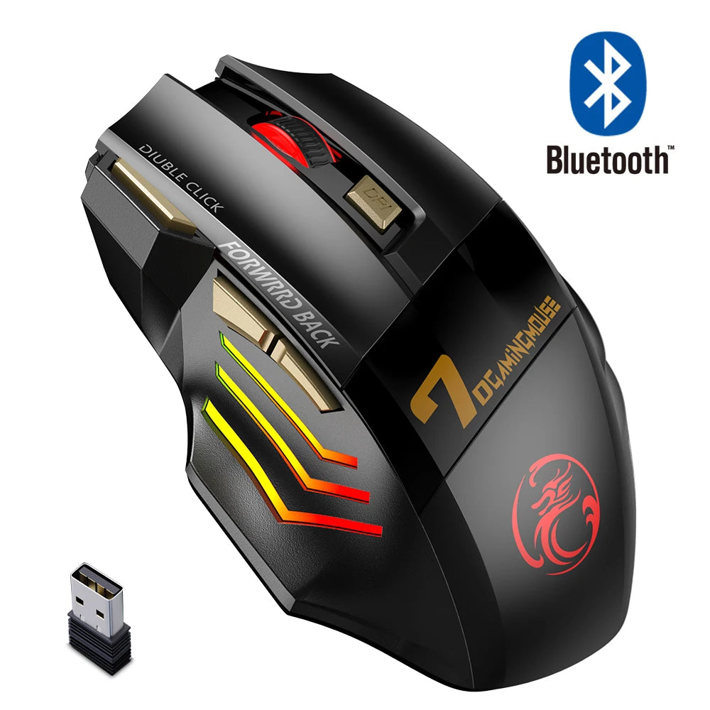Акумулаторна безжична мишка Bluetooth Gamer Gaming Mouse Computer Ergonomic Mause с подсветка RGB безшумни мишки за лаптоп
