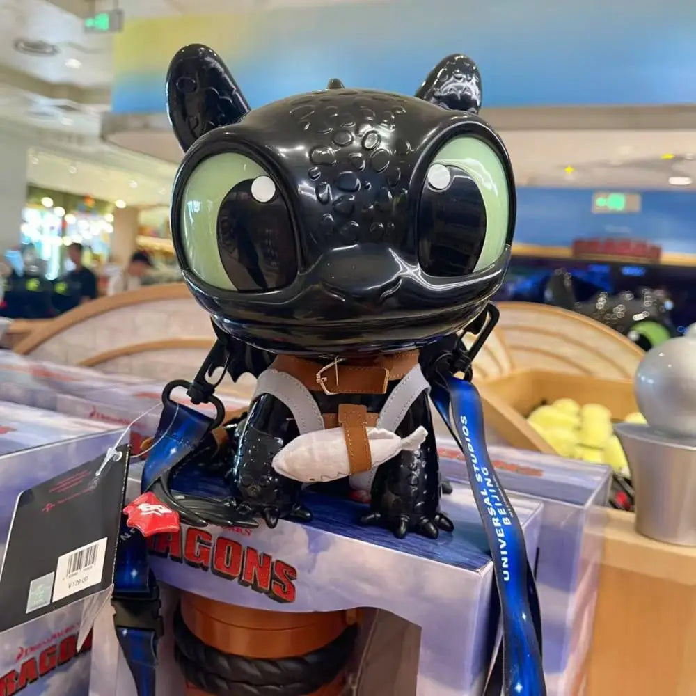 2025 Beijing Movie Park's Night Fury Storage Bin - A Black Dinosaur Ornament with Movable, Glowing Wings, Ideal for Souvenirs