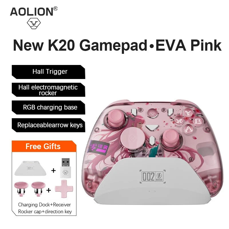 Aolion K20 RGB Wireless Gaming Controller Hall Effect Joystick Trigger For Nintendo Switch 2/PC/Phone With Charging Dock Gamepad
