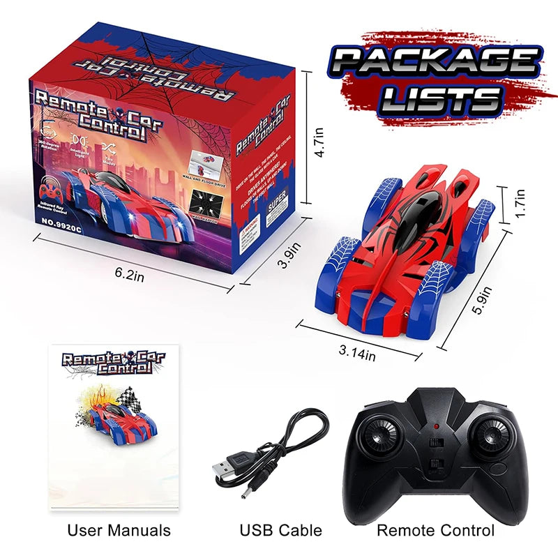 Wall Climbing Remote Control Car, 360° Rotating RC Stunt Car with Headlight, Rechargeable RC Car Toys for Kids