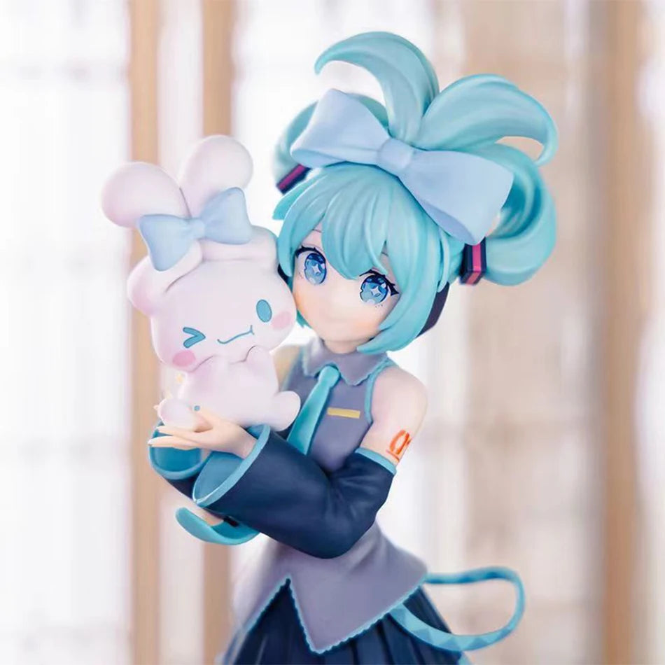 20CM Anime Hatsune Miku X Cinnamoroll Figure Anime Peripheral Collectible Models Decorative Decorations Children Kawaii Gift