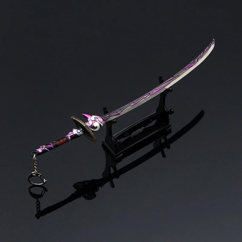 22 см игра периферна Genshin Impact аниме фигурка мърч сплав оръжие модели без мисъл за нож Raiden Shogun ключодържател детски играчки