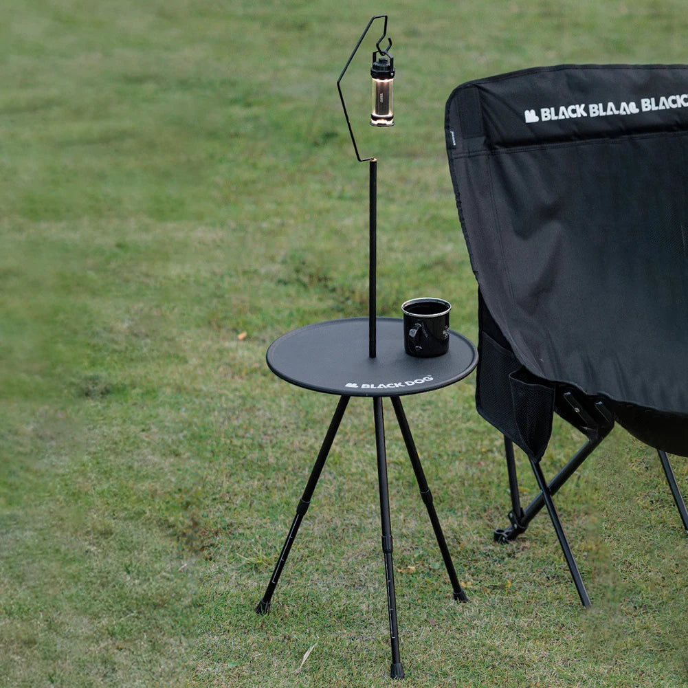 Outdoor Camping Table with Lamp Stand Adjustable Portable Lightweight Folding Table Aluminum Alloy for Camping BBQ Picnics