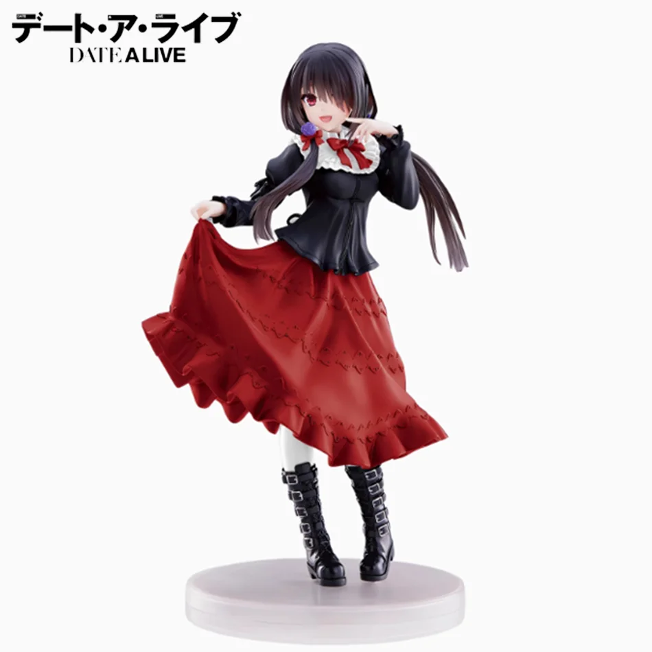 18CM DATE A LIVE Tokisaki Kurumi Anime Figure Cute Girl Model Toy PVC Black Dress Dress Up Standing Model Car Ornaments