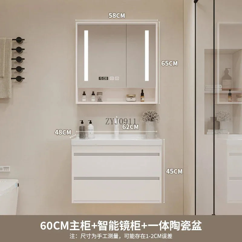**Nordic Bathroom Vanity Cabinet With Ceramic Sink Combination Set Modern Floor Cabinet Washstand Stone Slab One Basin Hand Wash