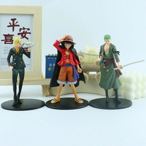 **18 cm große One Piece Anime-Figur: Piratenkrieger Monkey D. Luffy, Roronoa Zoro, Sanji Usopp – Actionfiguren, Sammlermodell