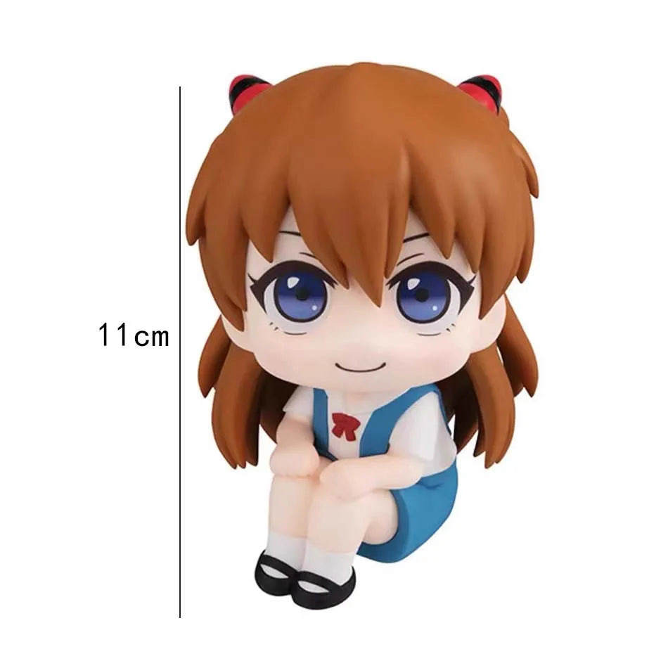 2 estilos, 11cm, Q Ver. Figura de cabeza grande de neón de Genesis Evangelion, modelo de Ayanami Rei Asuka, postura sentada, ado