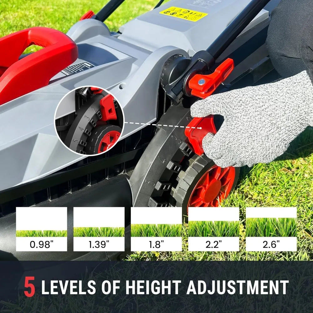 40V 13-Inch Electric Lawn Mower Cordless, Brushless Motor, 5 Height Adjustment with 2 x 20V 4.0Ah Batteries and Charger, Batter