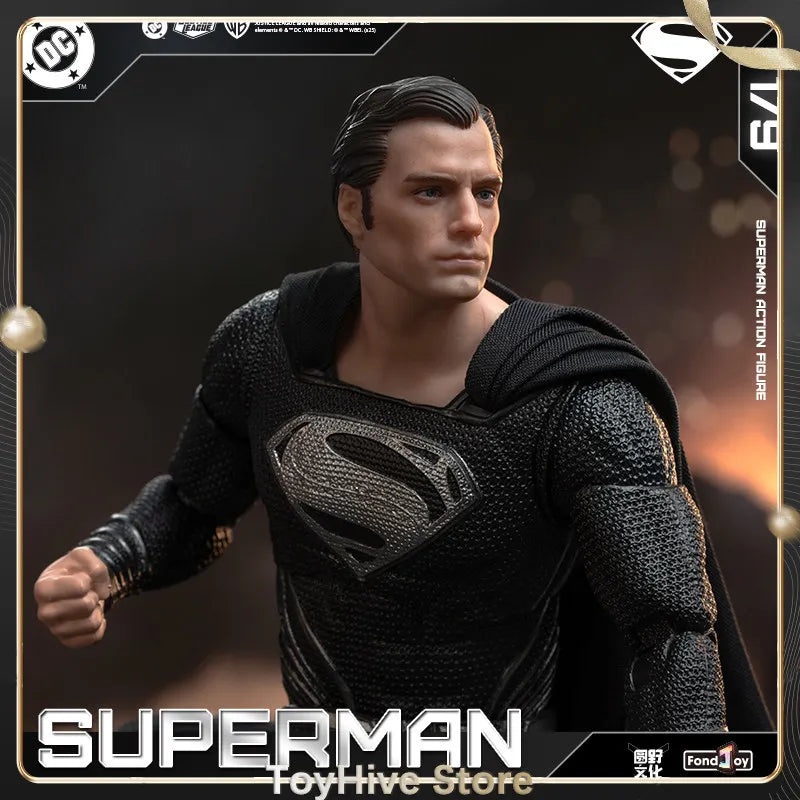 Original Fondjoy Black Superman 2.0 Figure Dc Zack Snyder'S Justice League Figures 1/9 Super Man Pvc Model Doll Joint Movable