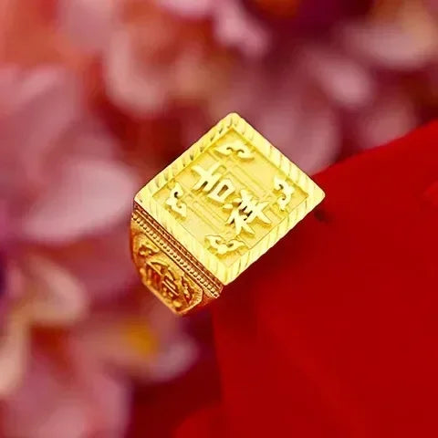 Gold shop with 999 24k real  gold ring men's fortune adjustable  24 K 5D real gold ring smooth sailing domineering male ring