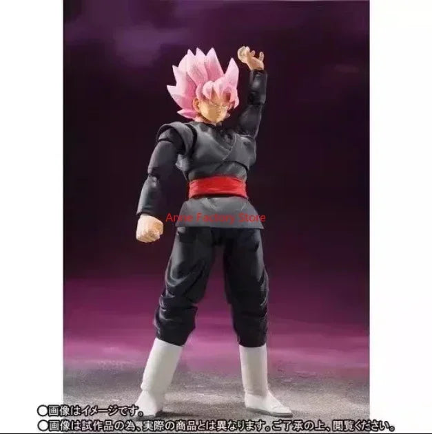 In Stock 100% Original Bandai SHF SH FIGUARTS Dragon Ball Goku Goku Black Action Character Anime Model Toy Pink Hair PVC Gift