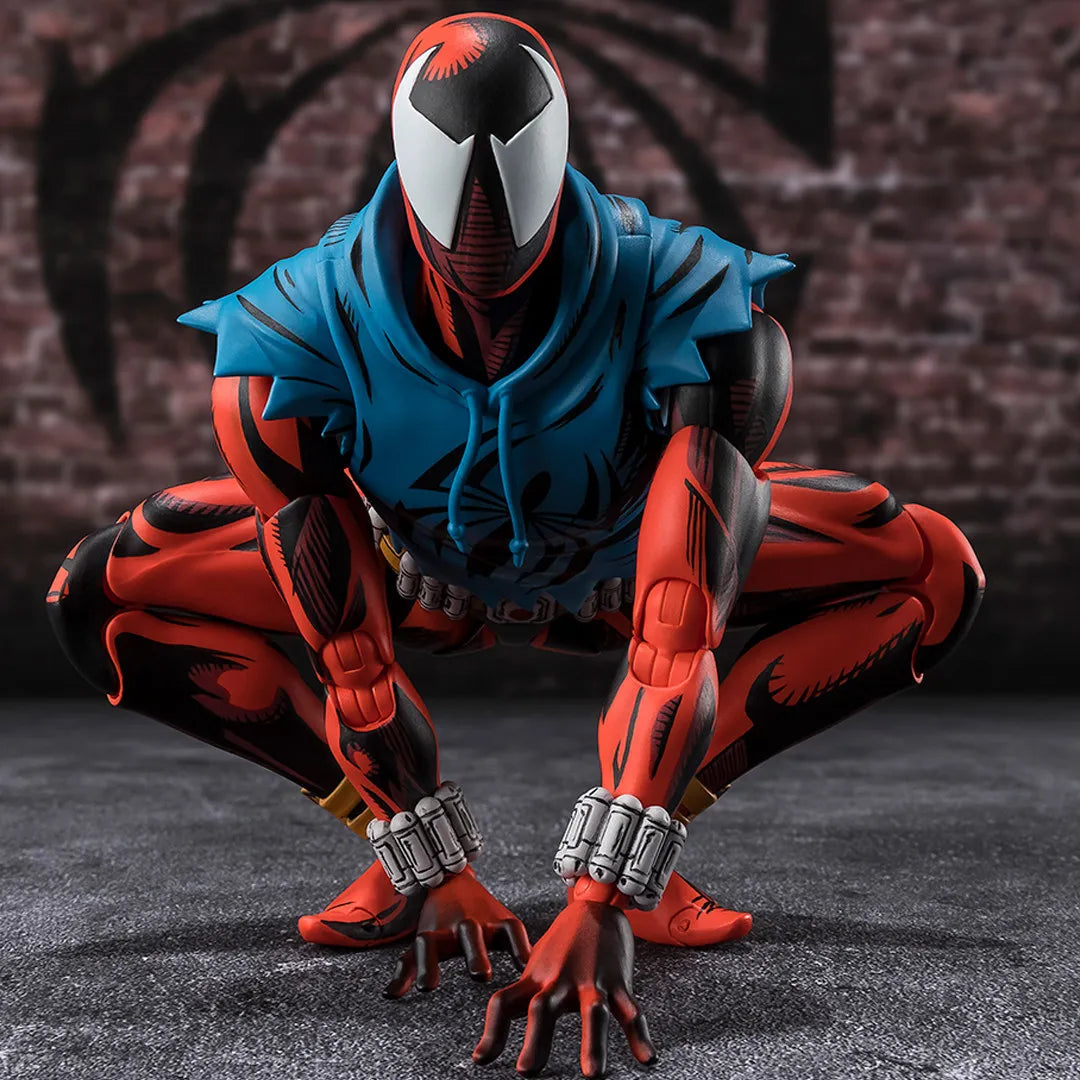 In Stock Original Bandai Shf Scarlet Spider Action Figure Spider Man Across The Spider Verse Articulated Collectible Model Toys