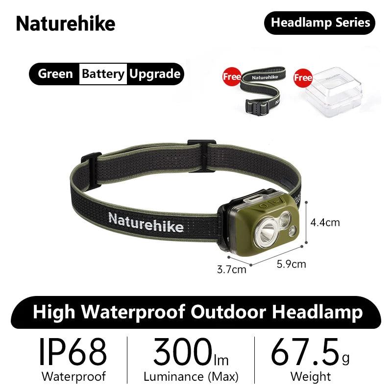 Naturehike Челник с висока водоустойчивост, външен челник, туризъм, алпинизъм, бягане, катерене, супер ярки светлини
