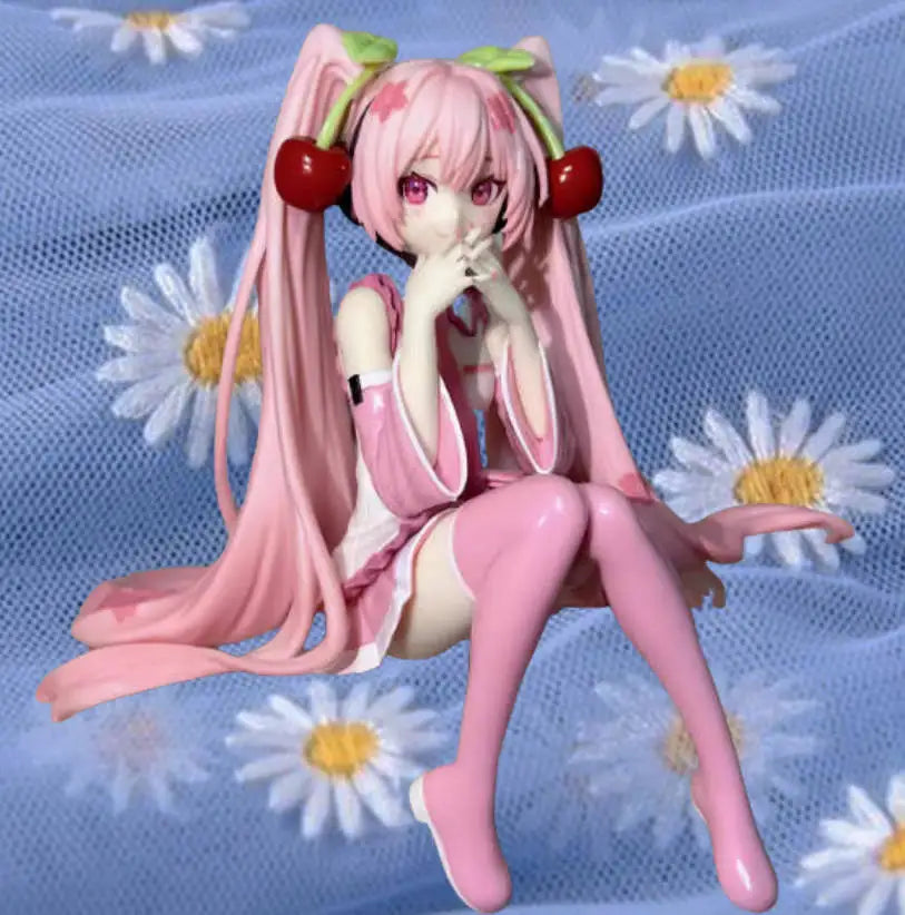 Sakura Anime Figure Sitting Desktop Decoration Collectible Gift Computer Case Model Decoration Toy & Hobbies Action Figure