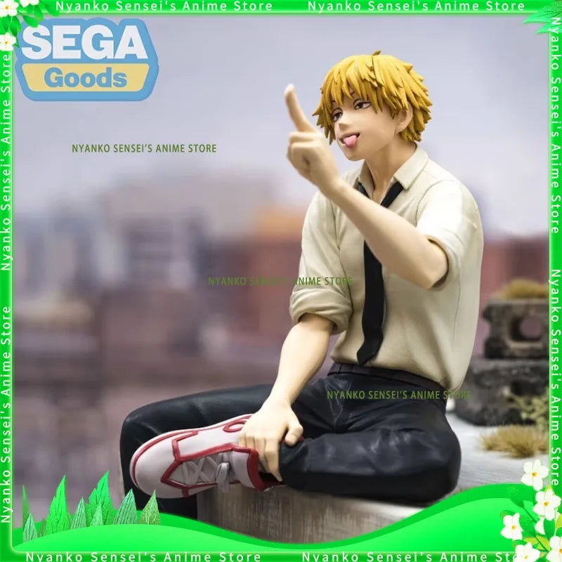 In Stock SEGA Chainsaw Man Denji Sitting Posture 14cm Premium Figure Anime Models Toy Doll Decorative Ornament Collectible