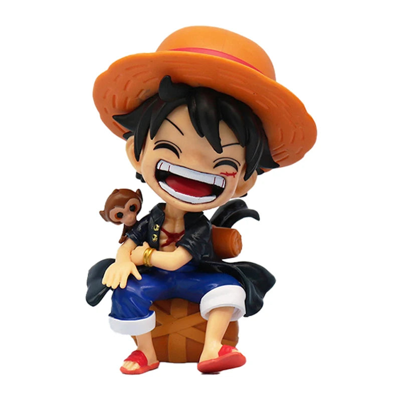 Anime Action Figure Statue: Sitting Luffy, Zoro, Sanji Chibi Style Car Decor Gift for OP Fans