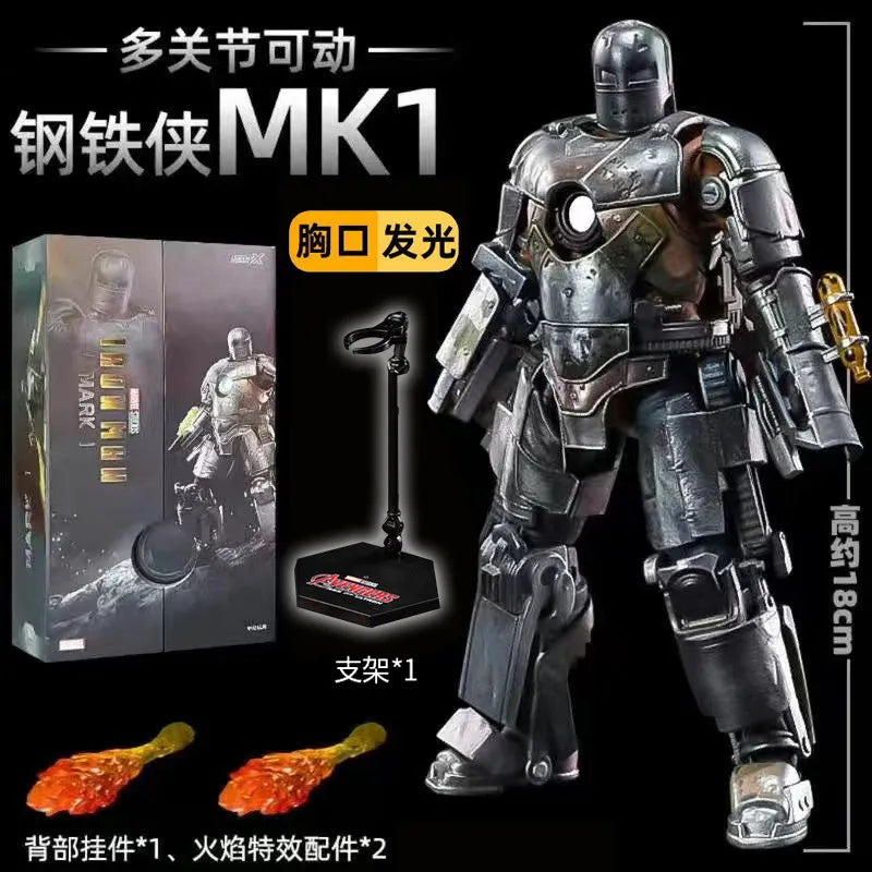 Marvel War Machine MK1 to MK43 movable model luminous Iron Man Hulkbuster armor Whiplash Titanium King New Year Birthday gift