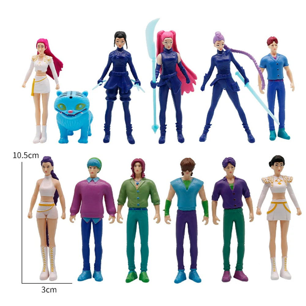 10pcs Q-Version K-Pop Model Figurine Anime Demon Hunters Suit Action Figures Desktop Decoration Ornaments Movie Fans Toy Gifts