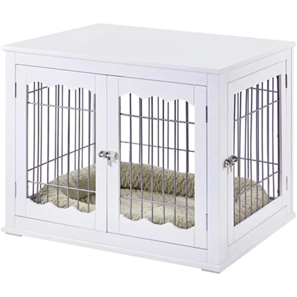 Furniture Style Dog Crate for Medium Dogs, Indoor Aesthetic Puppy Kennel with Wood & Wire Design