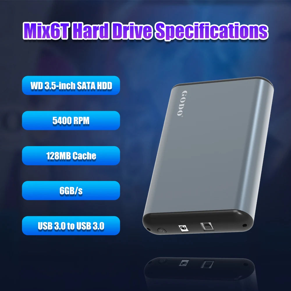 6T Portable Retro Game Hard Drive For PS5/PS4/PS3/PS2/Xbox/N64/Switch Emulator Game HDD Built-in 65000+ Games For Win PC/Laptop