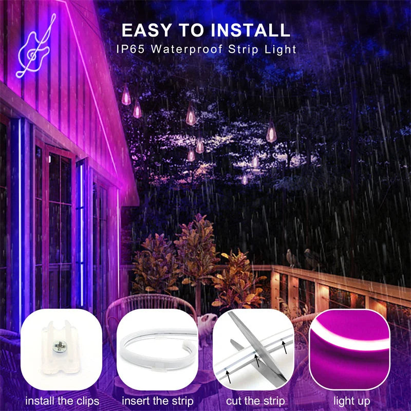 Bluetooth LED Neon Rope Lights 16.4ft RGB LED Rope Lights 5V APP Control Color Changing Rope Light, Gaming LED Neon Strip Lights