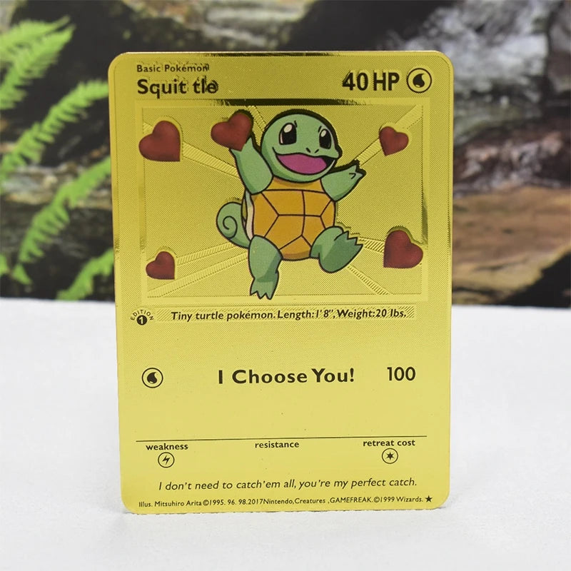 Metal Pokemon Cards Letters Golden Charizard Eevee Shiny Iron Pokémon Vmax EX Letters Game Pikachu Christmas Birthday Kids Toys
