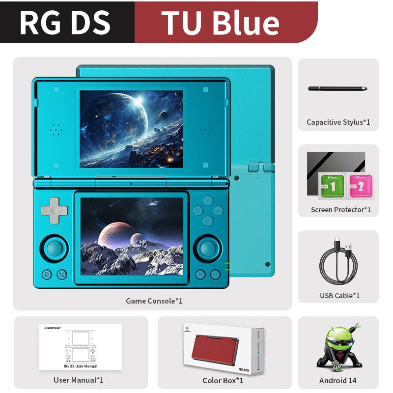 Pre-sale Anbernic RG DS Handheld Game Console 4" IPS Dual Screen Android Flip Video Games Player Supports RixelHK Wifi Streaming