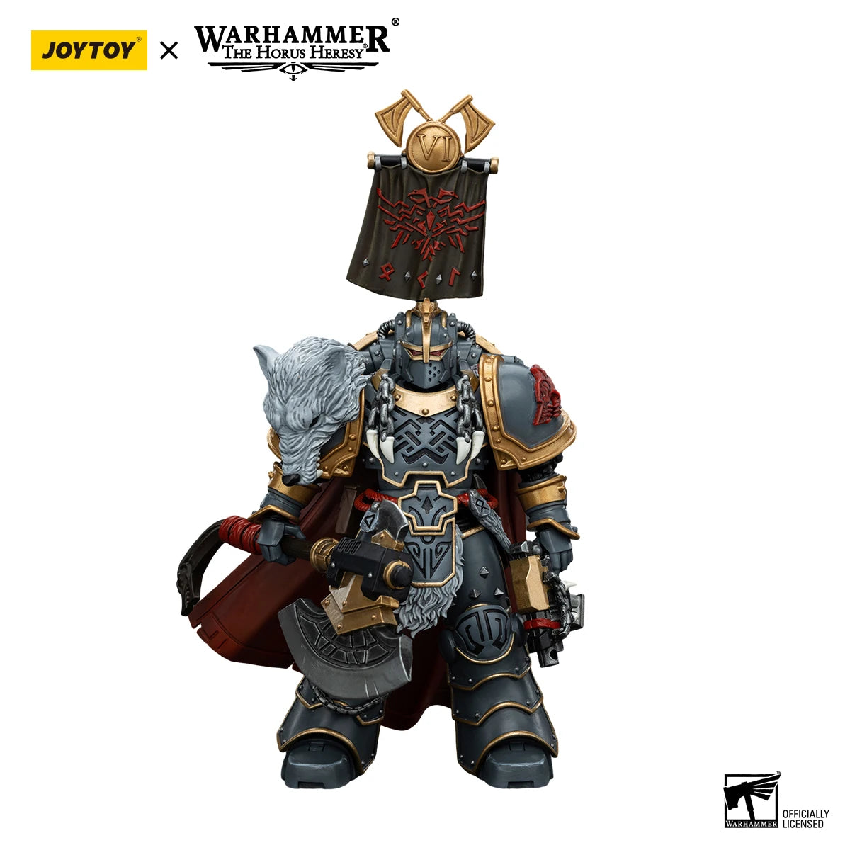 [IN STOCK] JOYTOY Warhammer 30K 1/18 Action Figure Space Wolves Legion Praetor with Power Axe and Combat Shield Model