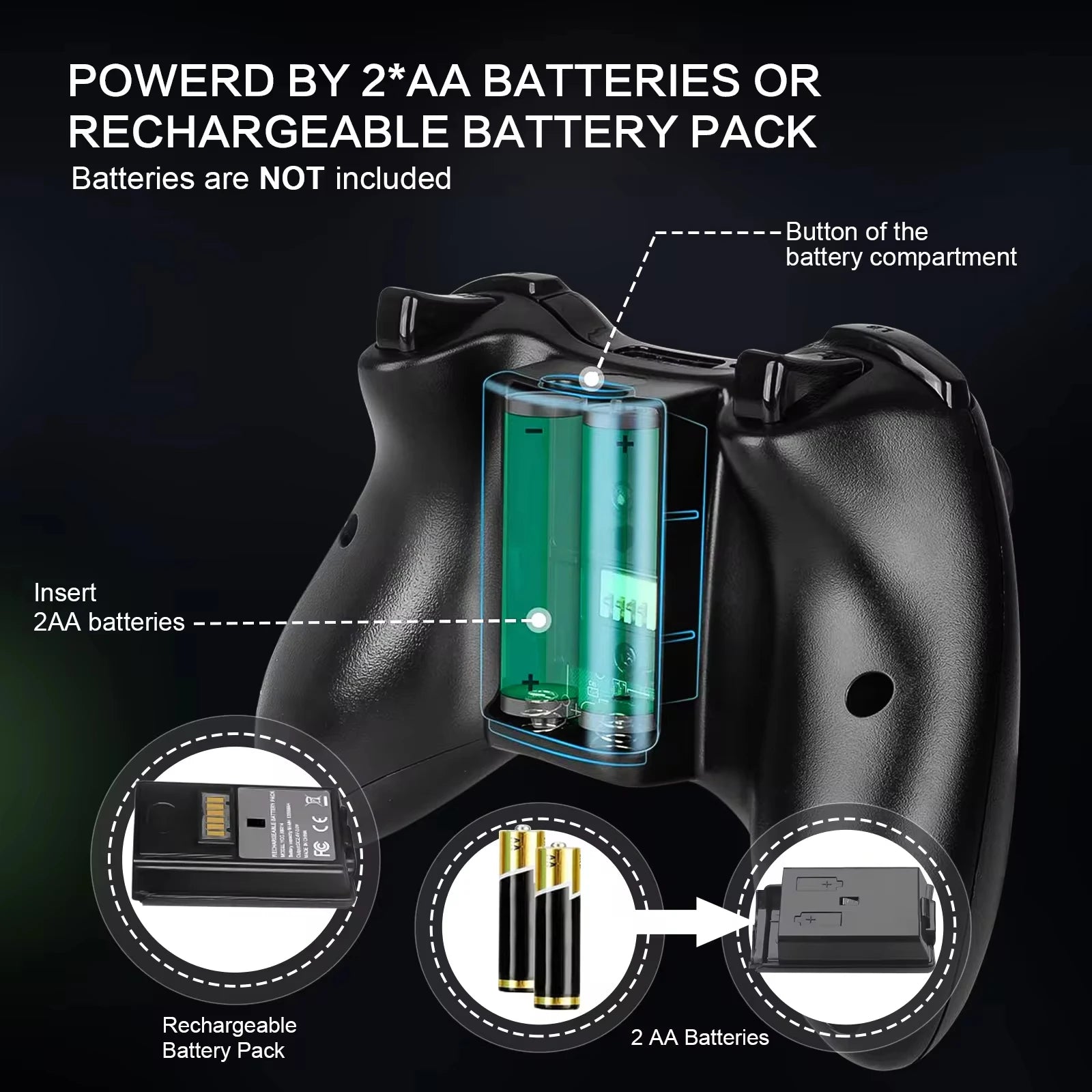 wireless/wired Controller For Xbox 360 /360 slim gamepad Joypad Joystick Compatible with Xbox 360/360 Slim and PC Window Game