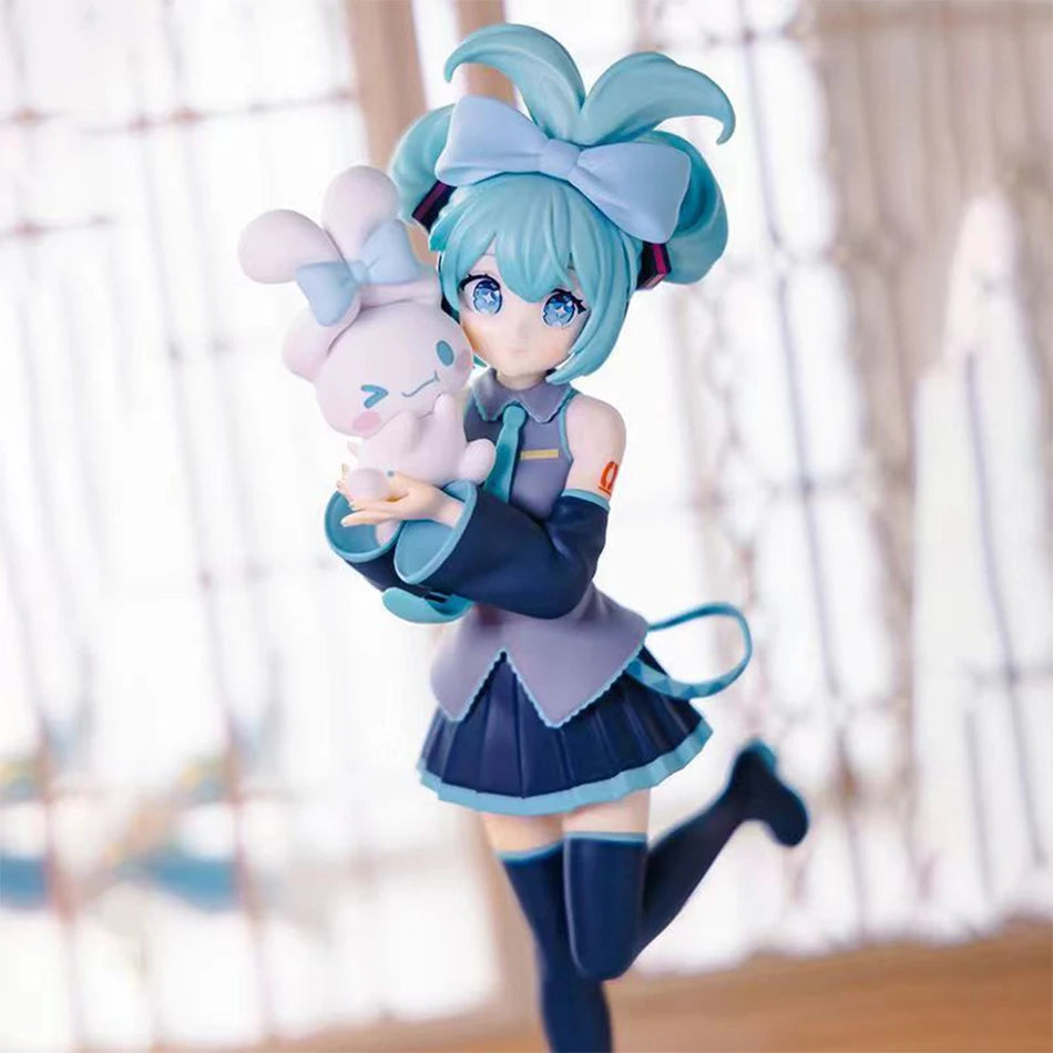 20CM Anime Hatsune Miku X Cinnamoroll Figure Anime Peripheral Collectible Models Decorative Decorations Children Kawaii Gift