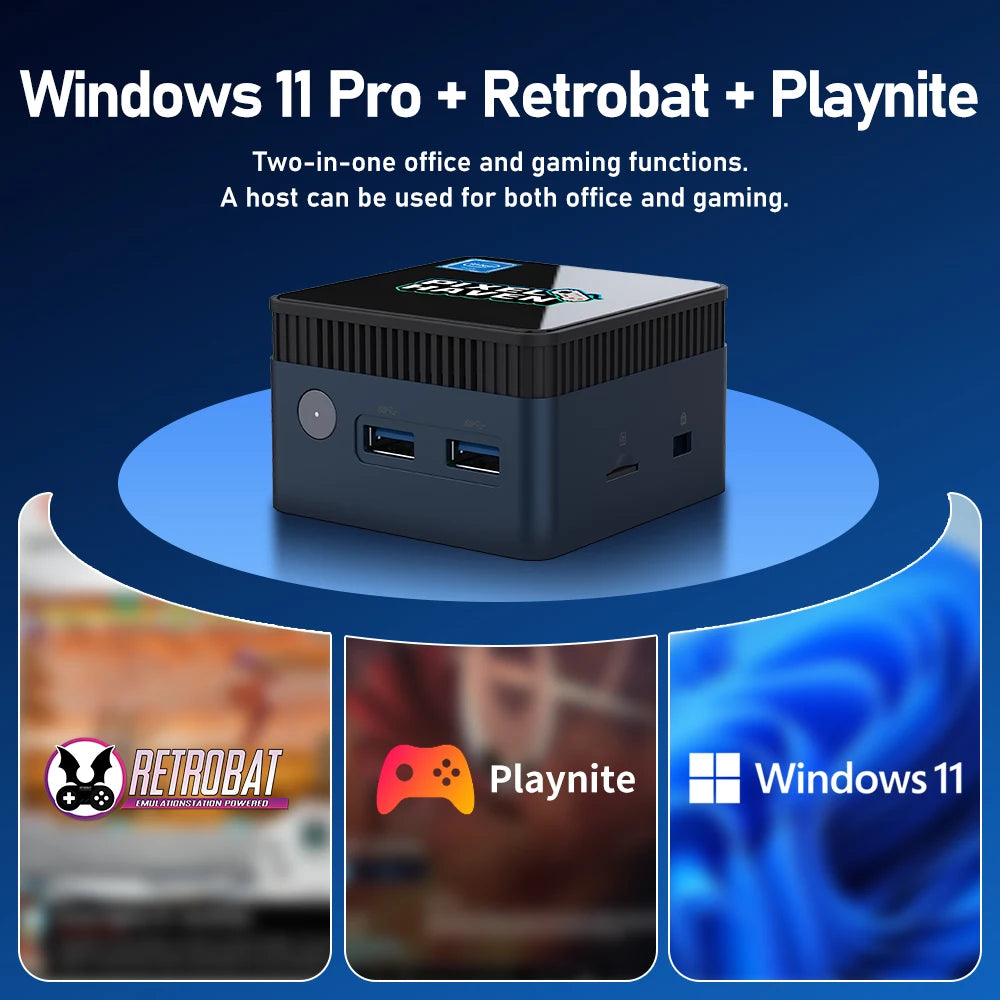 Mini PC With 38000+Games&48 Emulators Game Console For PS3/PS2/Wii/WiiU/N64/NES/NDS Windows 11&Retrobat&Playnite N100 Game PC