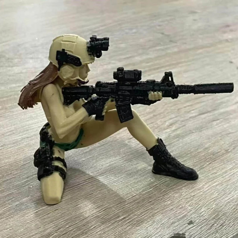 New Tactical Beauty Desktop Collectible,Tactical Mini Soldier Figurine,Female Rifleman Miniature,Forces Statue for Military fans