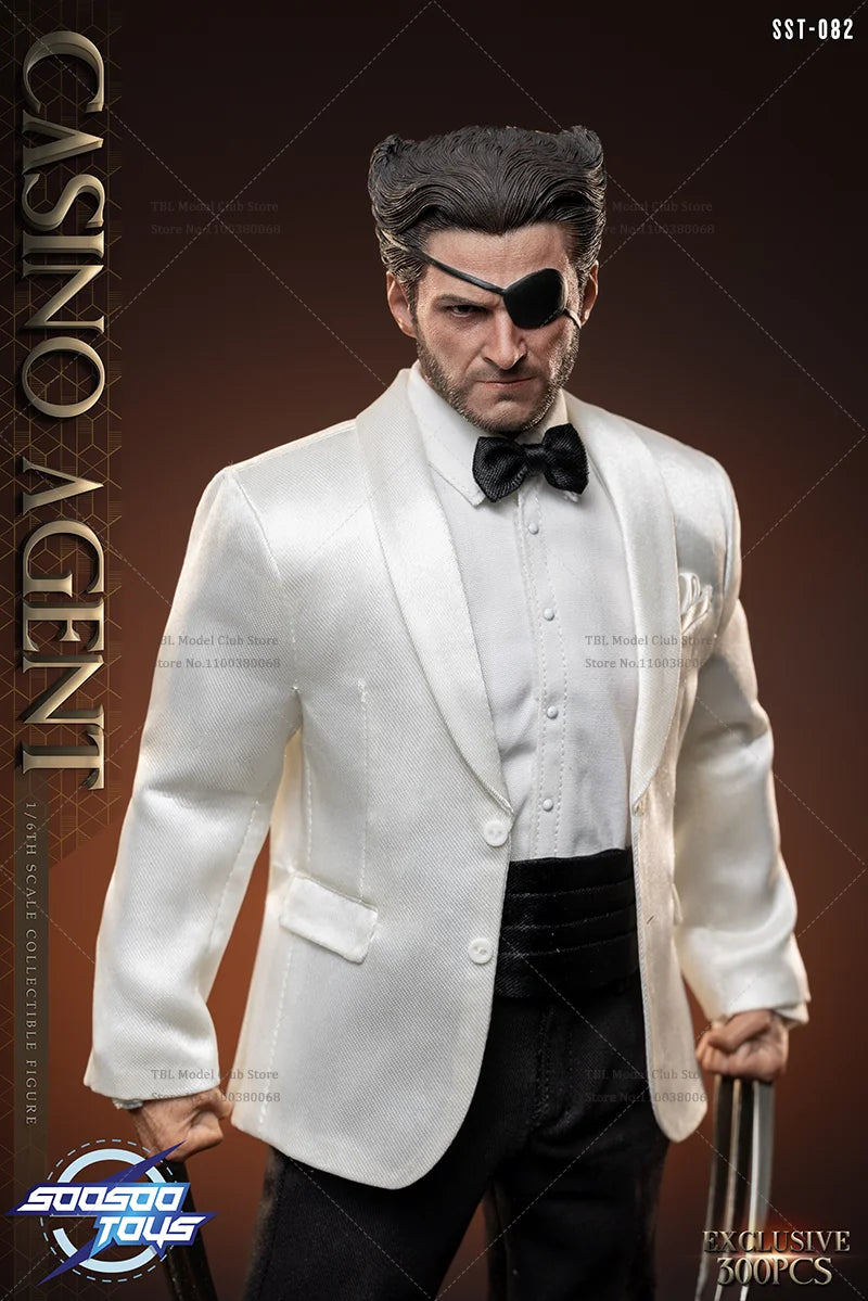 In Stock Soosootoys SST-082 1/6 Scale Eyepatch Logan White Suit Gambler 12-inch Full Set Action Figure Male Soldier Toys