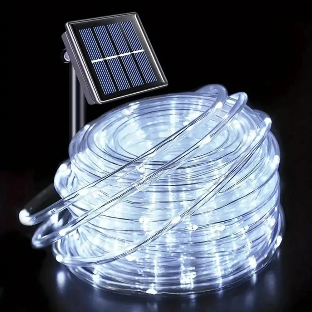 7M/12M/22M/32m Outdoor Solar Tube Rope Led Light Garden Christmas Decoration Fairy String Light Outdoor Wedding Party Led Lamp