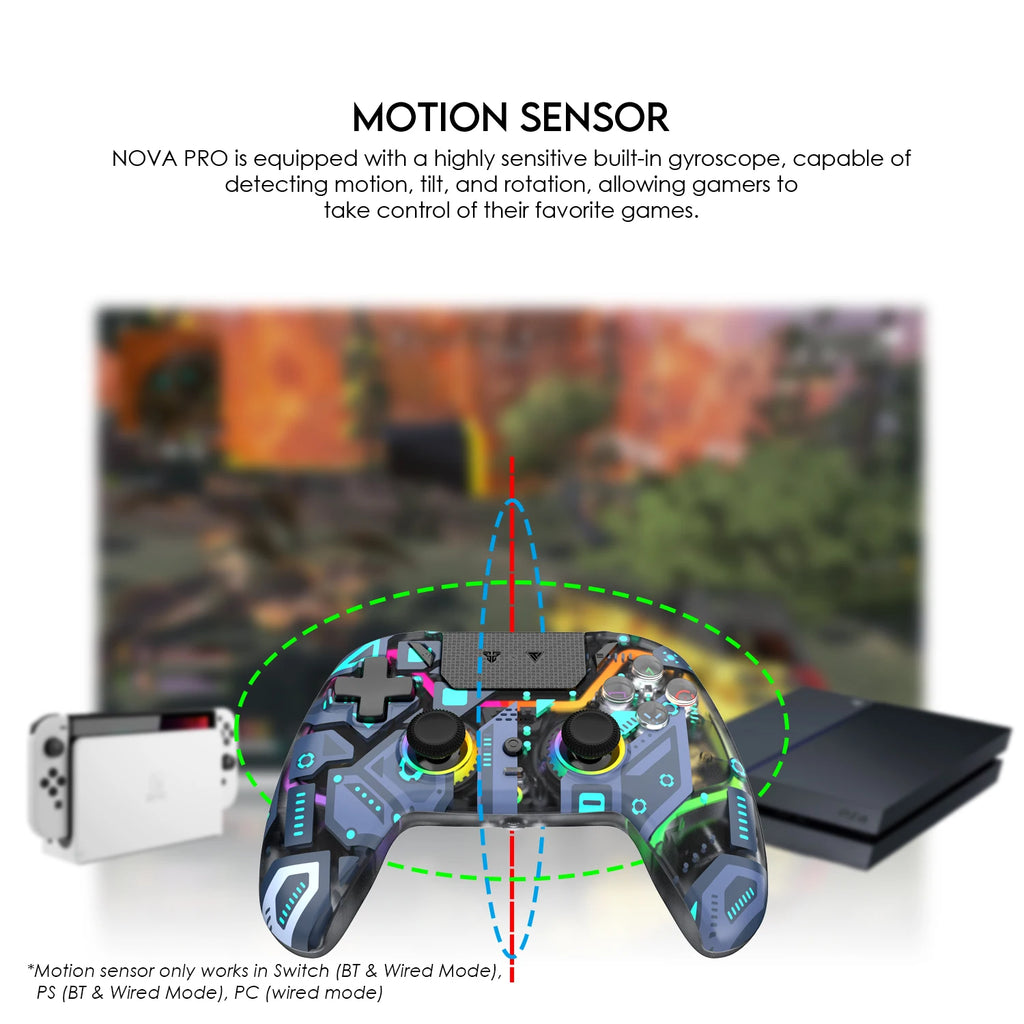 FANTECH NOVA PRO WGP14-V2 Bluetooth Gamepad With Hall Effect Joysticks&Triggers Gaming Controller For PS4 PC Switch Android iOS