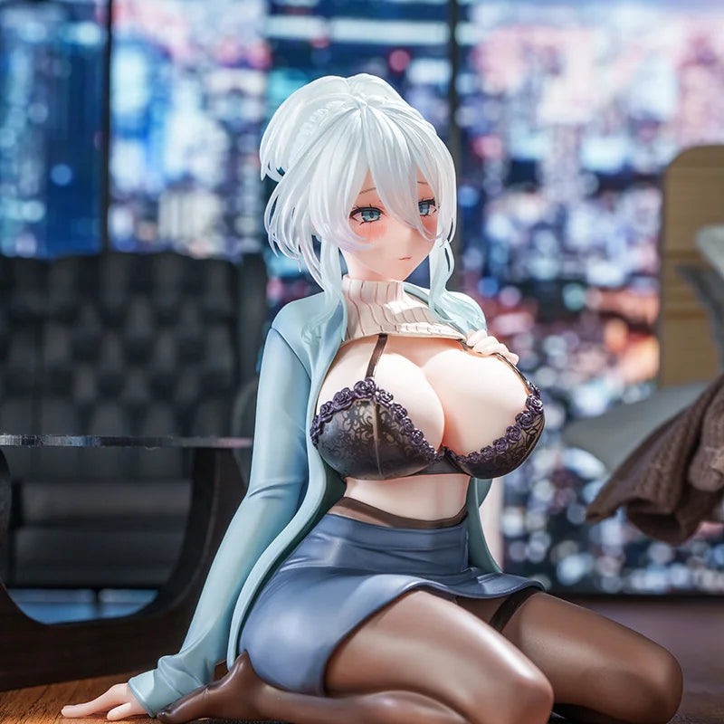 14см Юкино Аниме Фигурка Дълбока Зима Седнала Юки Она Студена Красавица Бишоджо Статуя Колекционерски Японски Модел Орнамент Играчки за Възрастни