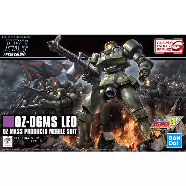 Bandai Original HGUC Gundam Leo Maganac Gunpla OZ-06MS LEO Assembly Model Kit Collectible Anime Action Figure Toy Gift for Boys
