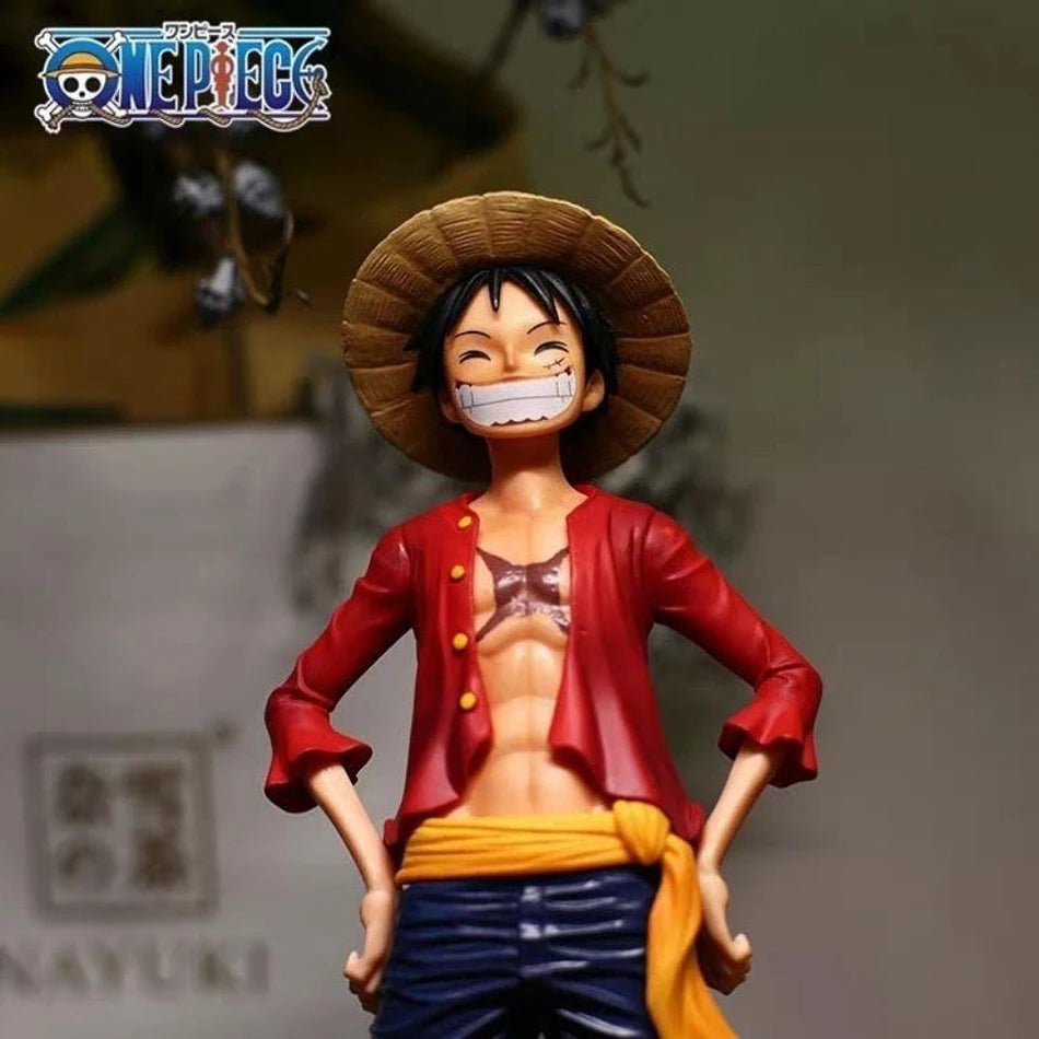 Anime One Piece Figur Selbstbewusster, lächelnder Luffy Drei Formen Gesichtswechsel Gezeiten Spiel Ornamente Sammlermodell Puppe Dekoration Spielzeug