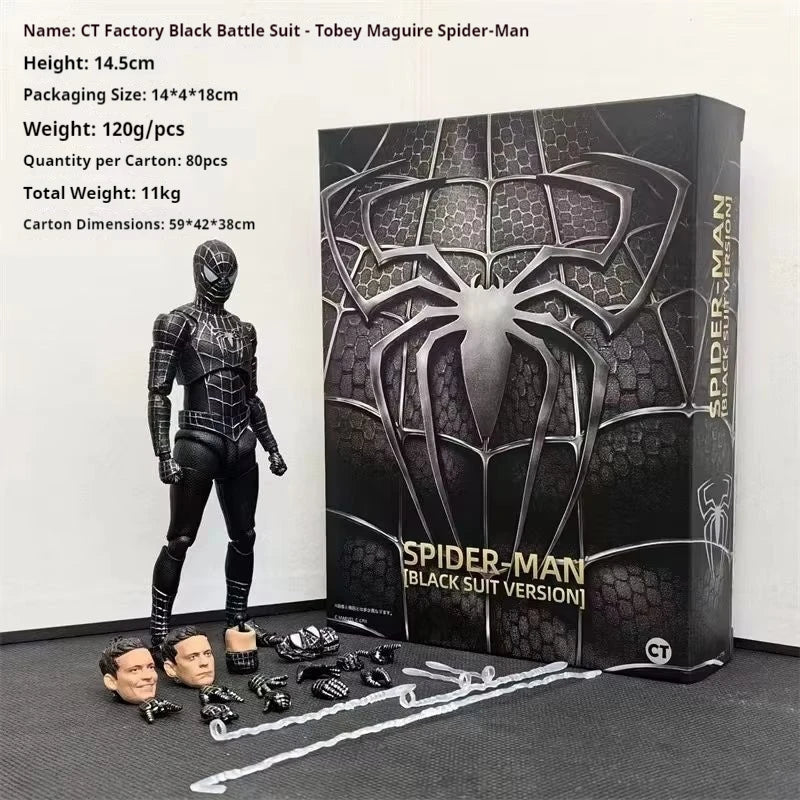 Marvel Comics Spider-Man 3 Hero No Return Toby Maguire Black Suit Peter Parker Action Figure Toy Collectible Model Gift