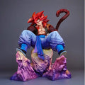JG  FXW Super Saiyan 4 Gogeta Figure Dragon Ball Anime Sitting Pose Statue With Rock Base Collectible Gift For Fans