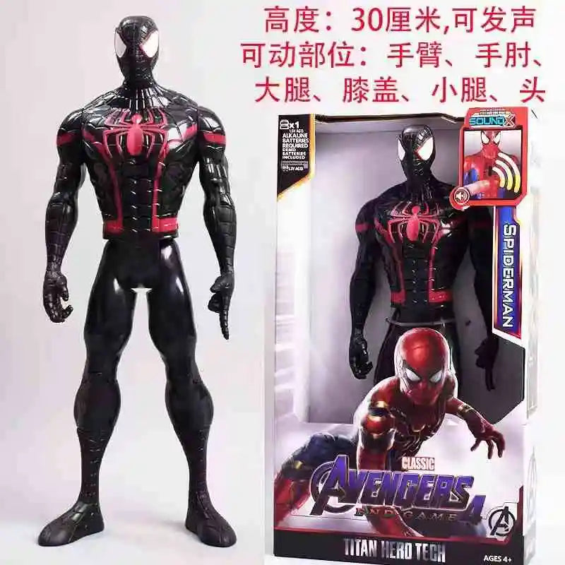 High Quality 30cm Marvel Avenger Toy Thanos Spiderman Iron Man Captain America Thor Black Panther Sound And Light Holiday Gifts