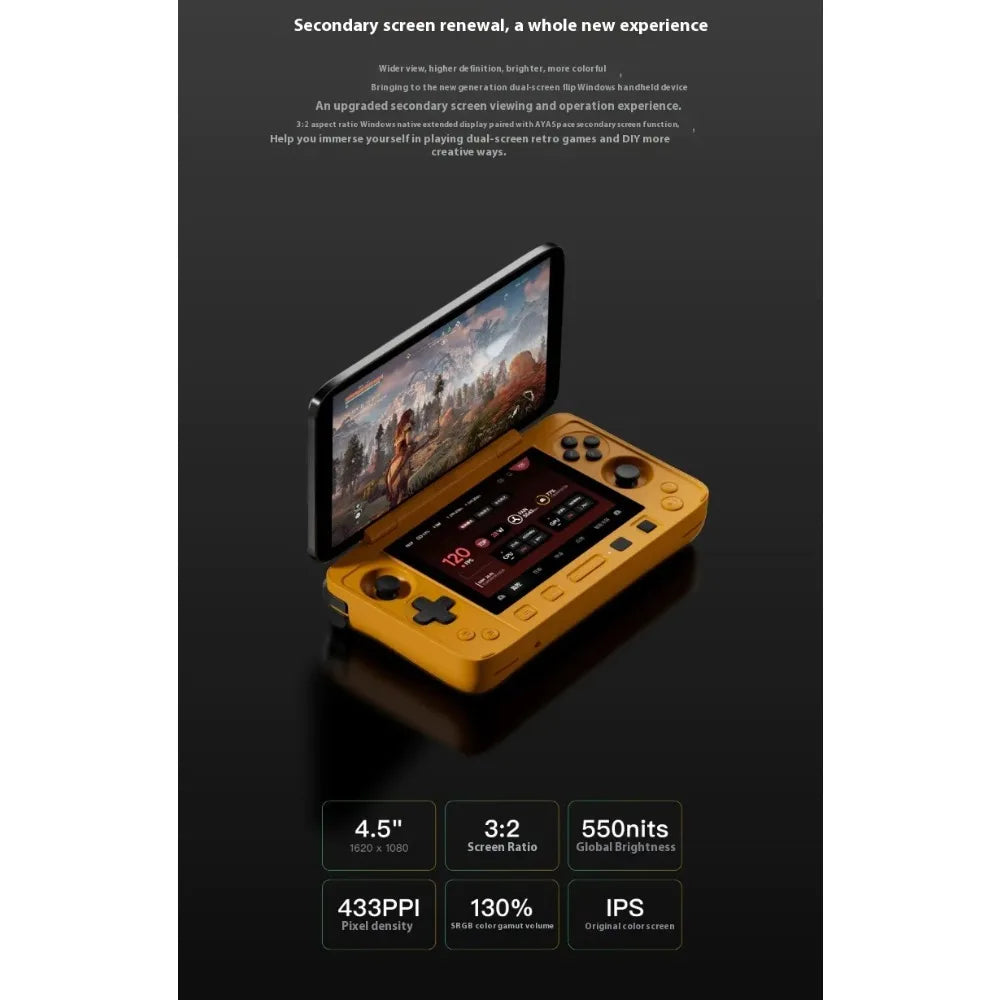 AYANEO Flip 1S DS Flip Game Console 7" 1080P 144Hz OLED Screen Portable Handheld Console HX370 8840U Dual Screens Game Machine